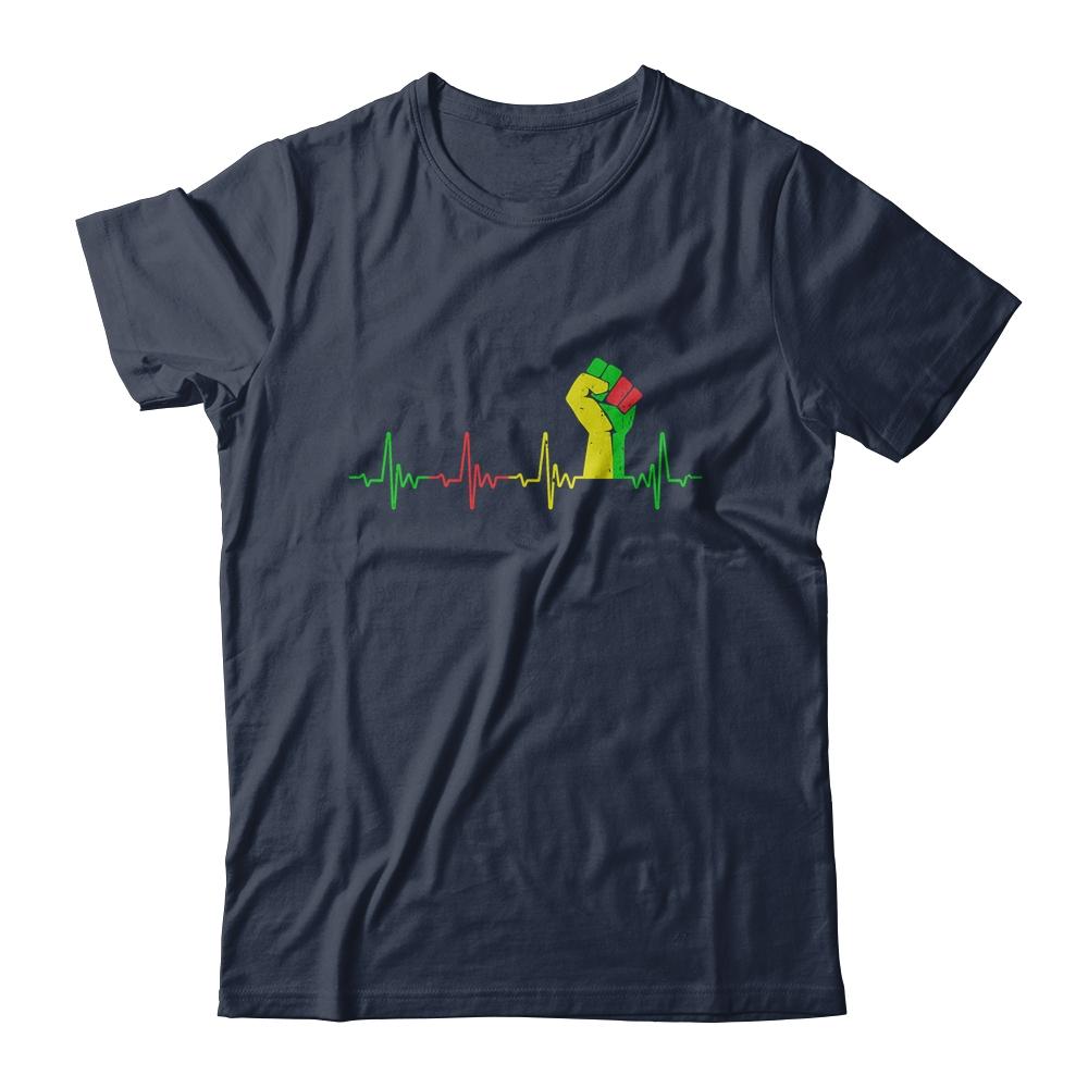 Black Pride Power Fist Heartbeat Strong Together-T-Shirt & Hoodie-Classic T-Shirt-Navy