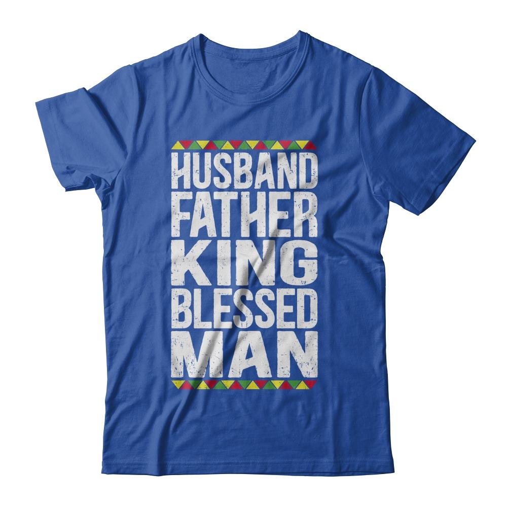 Husband Father King Blessed Man Black Pride Dad Gift-T-Shirt & Hoodie-Classic T-Shirt-Royal