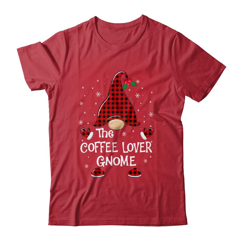 Coffee Lover Gnome Buffalo Plaid Matching Christmas Pajama Gift-T-Shirt & Sweatshirt-Classic T-Shirt-Red
