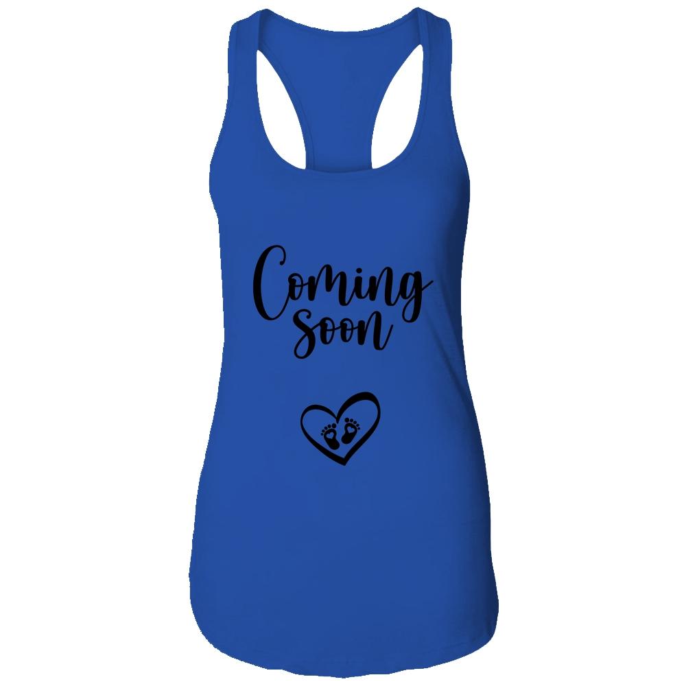 Coming Soon Tiny Human Reveal Pregnancy Announcement-T-Shirt & Tank Top-Women's Ideal Racerback Tank-Royal