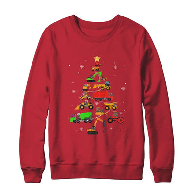 Construction Excavator Christmas Tree Excavation Lovers Gift-T-Shirt & Sweatshirt-Crewneck Sweatshirt-Red