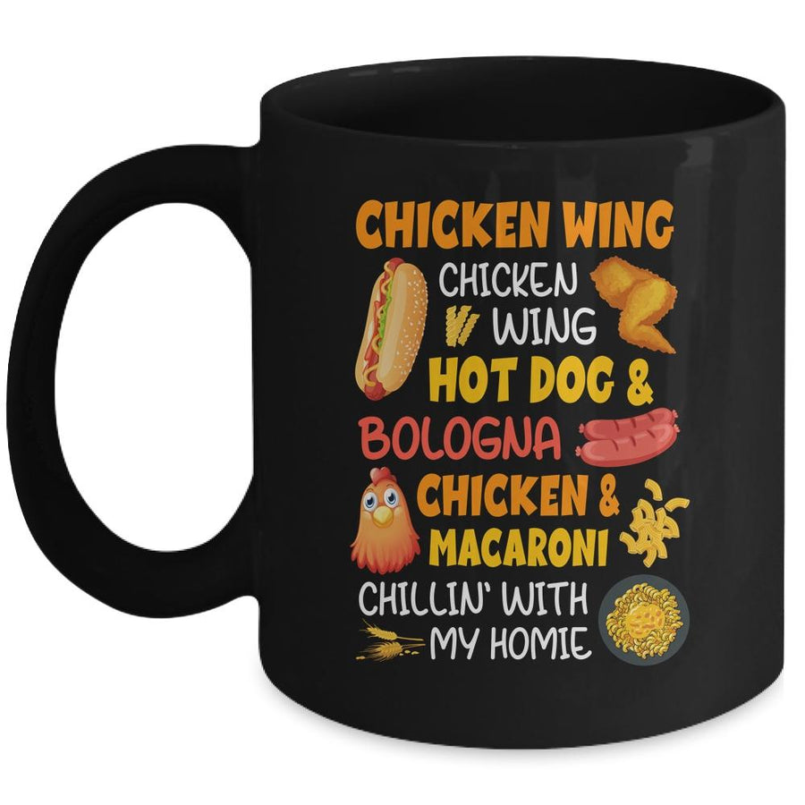 Cooked Chicken Wing Chicken Wing Hot Dog And Bologna Hotdog Mug-Coffee Mug-Mug-Black