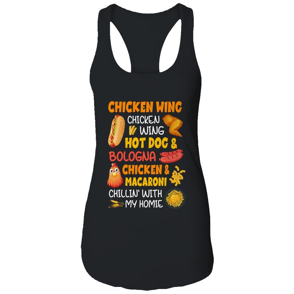 Cooked Chicken Wing Chicken Wing Hot Dog And Bologna Hotdog-T-Shirt & Tank Top-Women's Ideal Racerback Tank-Black