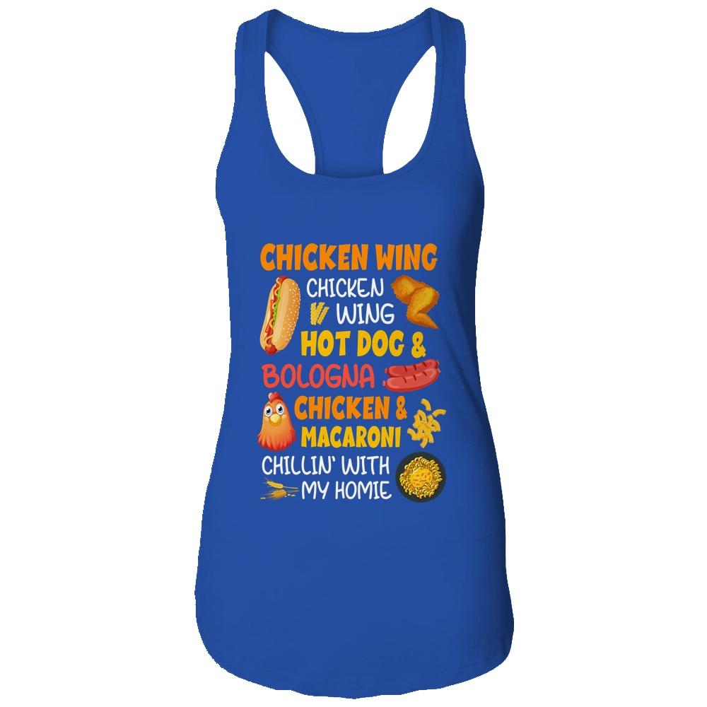 Cooked Chicken Wing Chicken Wing Hot Dog And Bologna Hotdog-T-Shirt & Tank Top-Women's Ideal Racerback Tank-Royal