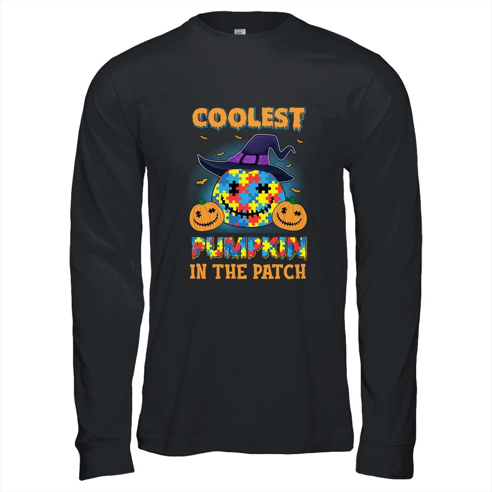 Coolest Pumpkin In The Patch Autism Awareness Halloween Gift-T-Shirt & Hoodie-Long Sleeve T-Shirt-Black