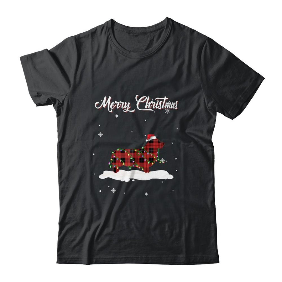 Corgi Christmas Red Plaid Dog Lover Pajama Family Gift-T-Shirt & Sweatshirt-Classic T-Shirt-Black