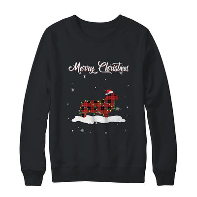 Corgi Christmas Red Plaid Dog Lover Pajama Family Gift-T-Shirt & Sweatshirt-Crewneck Sweatshirt-Black