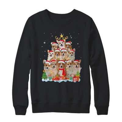 Corgi Christmas Tree Pajama Xmas-T-Shirt & Sweatshirt-Crewneck Sweatshirt-Black