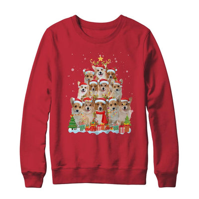 Corgi Christmas Tree Pajama Xmas-T-Shirt & Sweatshirt-Crewneck Sweatshirt-Red