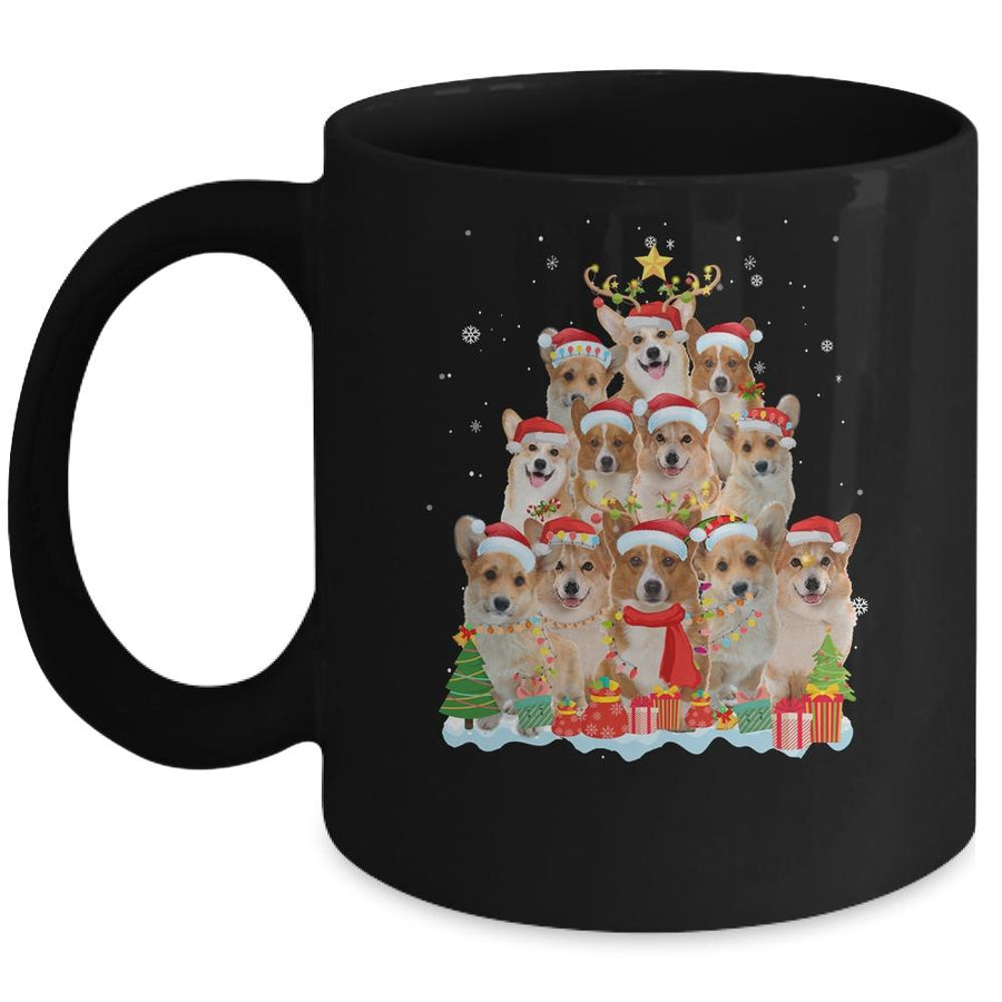 Corgi Christmas Tree Pajama Xmas Mug-Coffee Mug-Mug-Black