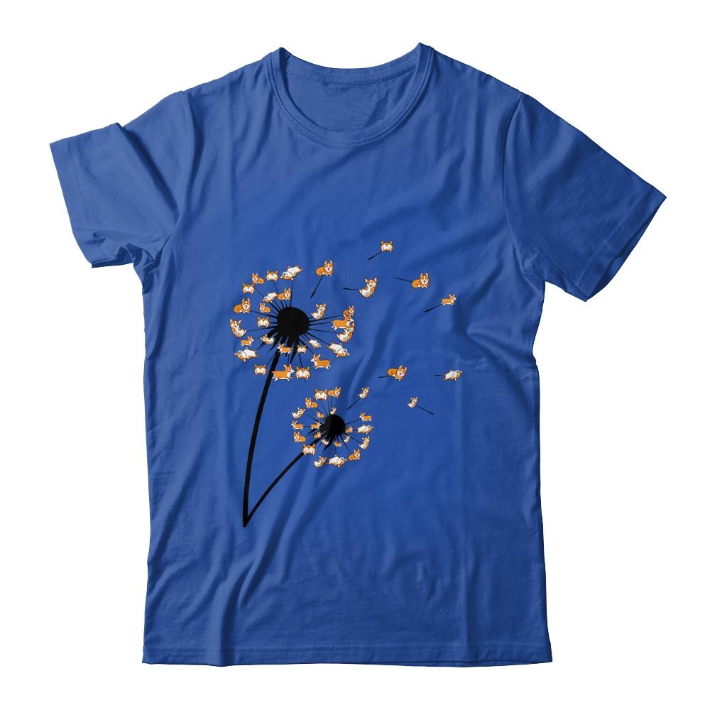 Corgi Flower Fly Dandelion Dog Lover Paw-T-Shirt & Tank Top-Classic T-Shirt-Royal