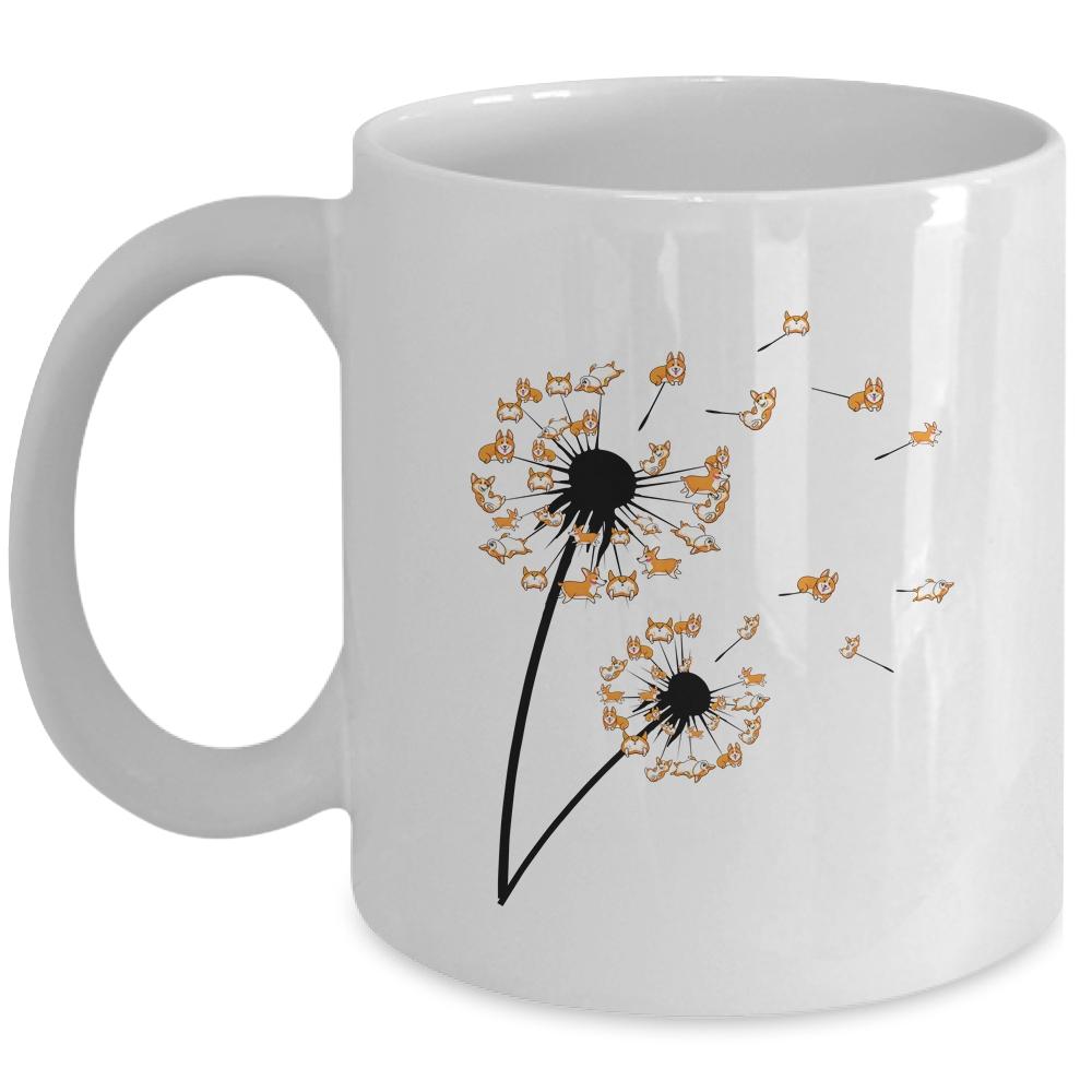 Corgi Flower Fly Dandelion Dog Lover Paw Mug