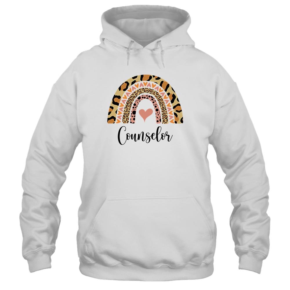 Counselor Rainbow Leopard Funny School Counselor-T-Shirt & Tank Top-Pullover Hoodie-White