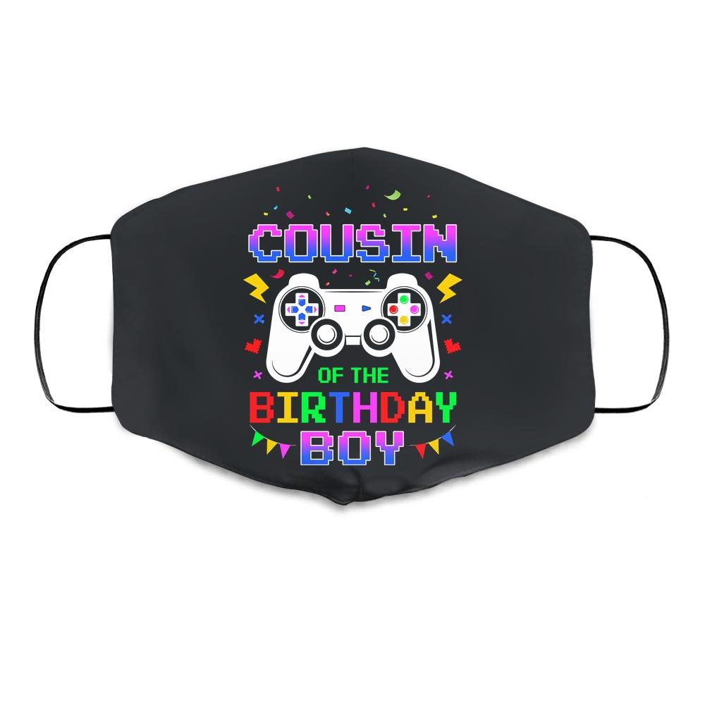 Cousin Of The Birthday Boy Video Gamer Cloth Face Mask-Cloth Face Mask-Cloth Face Mask-Black