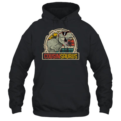 Cousinsaurus T Rex Dinosaur Cousin Saurus Family Matching-T-Shirt & Hoodie-Pullover Hoodie-Black