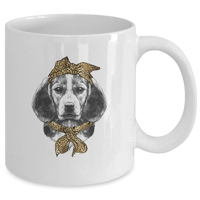 Cute Beagle Mom Leopard Dog Bandana Mother Day Women Girl Mug-Coffee Mug-