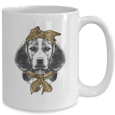 Cute Beagle Mom Leopard Dog Bandana Mother Day Women Girl Mug-Coffee Mug-