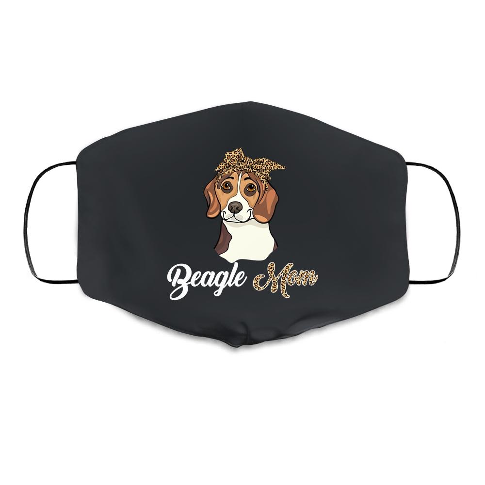 Cute Beagle Mom Leopard Dog Mom Mothers Day Cloth Face Mask-Cloth Face Mask-Cloth Face Mask-Black