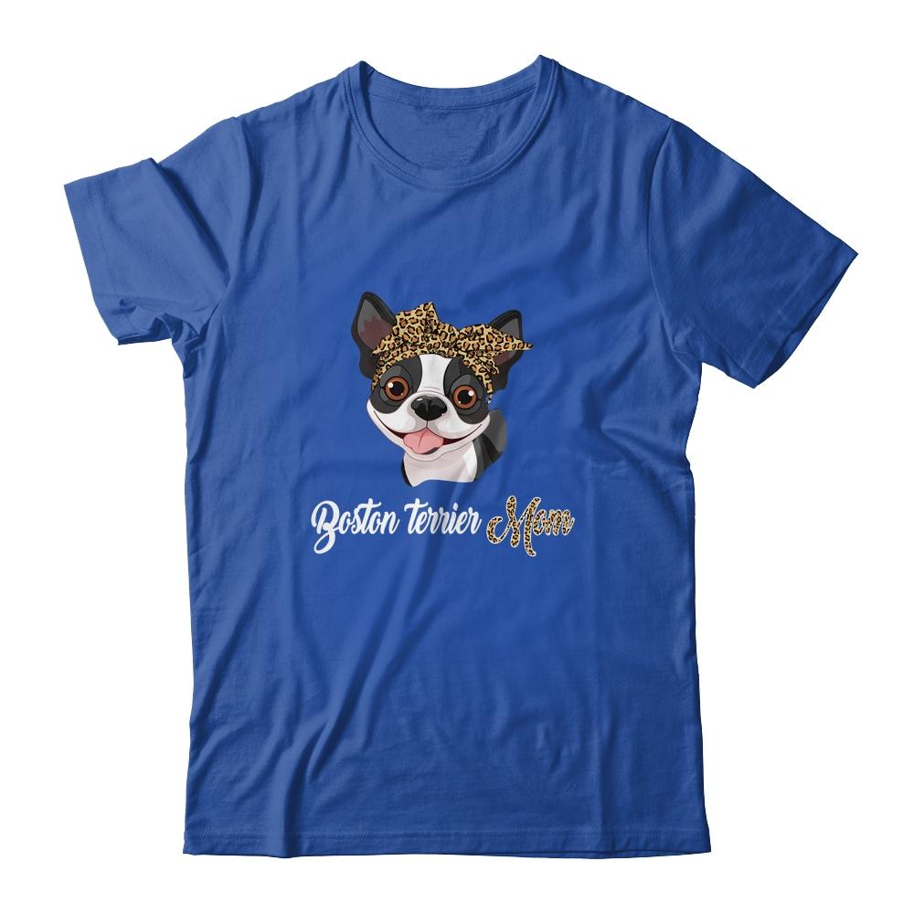 Cute Boston Terrier Mom Leopard Dog Mom Mothers Day-T-Shirt & Tank Top-Classic T-Shirt-Royal