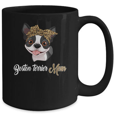 Cute Boston Terrier Mom Leopard Dog Mom Mothers Day Mug-Coffee Mug-