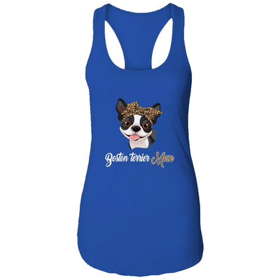 Cute Boston Terrier Mom Leopard Dog Mom Mothers Day-T-Shirt & Tank Top-Women's Ideal Racerback Tank-Royal