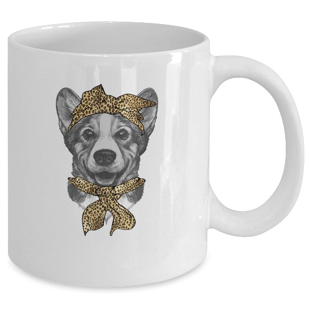 Cute Corgi Mom Leopard Dog Bandana Mother Day Women Girl Mug-Coffee Mug-