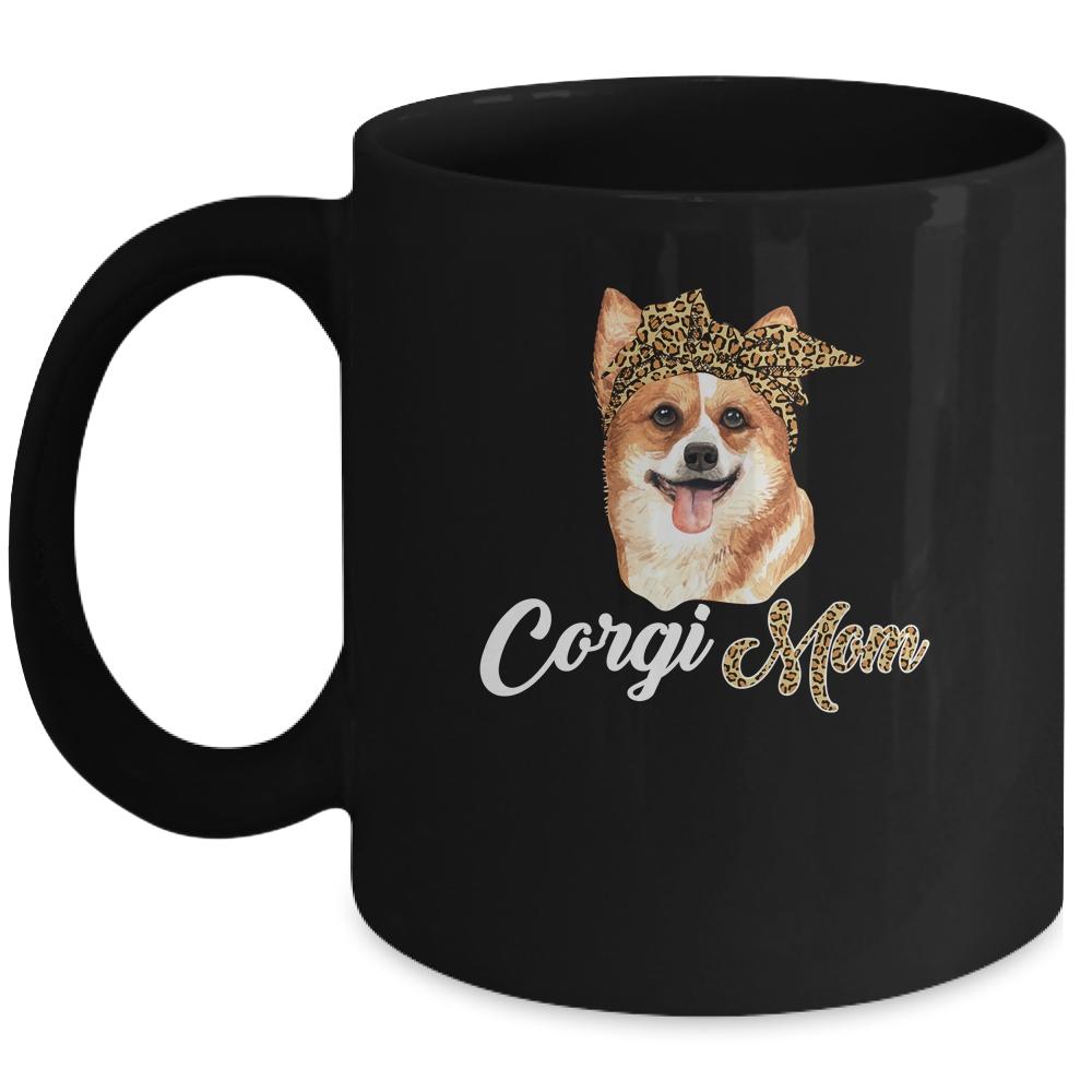 Cute Corgi Mom Leopard Dog Mom Mothers Day Mug-Coffee Mug-Mug-Black