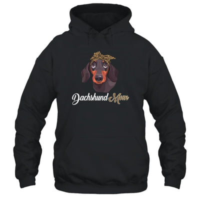 Cute Dachshund Mom Leopard Dog Mom Mothers Day-T-Shirt & Tank Top-Pullover Hoodie-Black