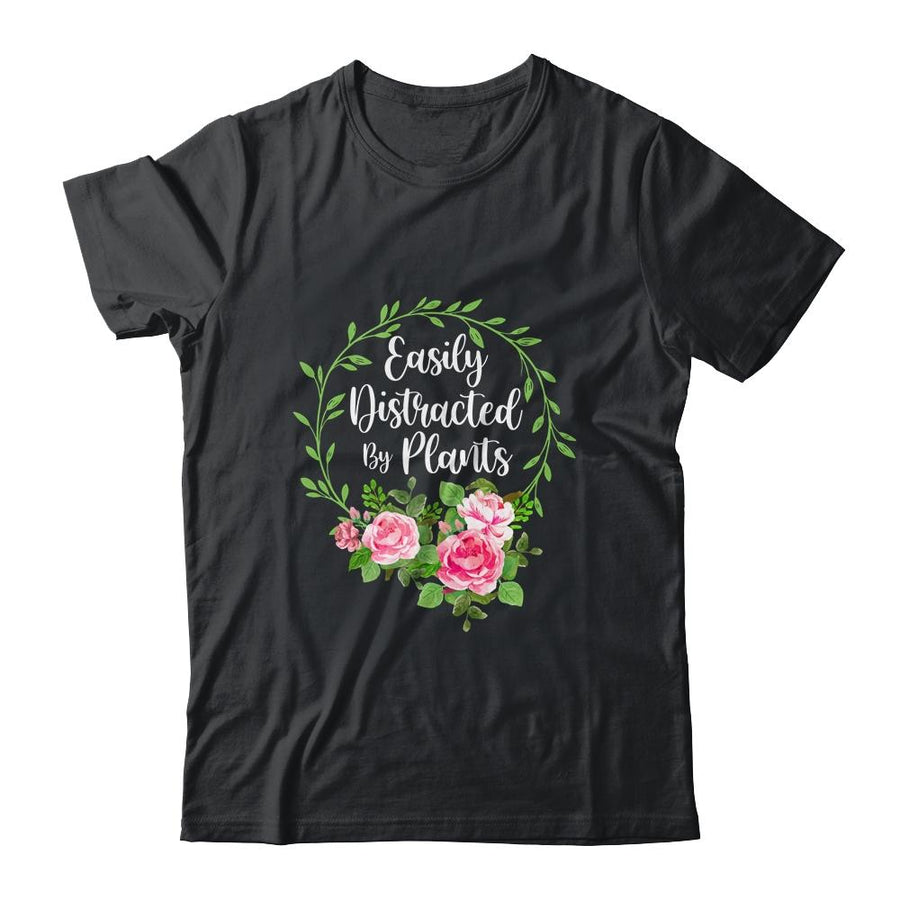 Cute Easily Distracted By Plants Gardening-T-Shirt & Tank Top-Classic T-Shirt-Black