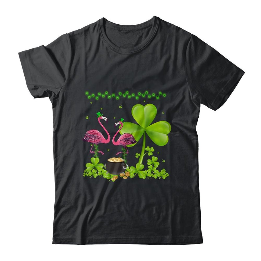 Cute Flamingo St Patricks Day Shamrock Funny Flamingo Irish-T-Shirt & Hoodie-Classic T-Shirt-Black
