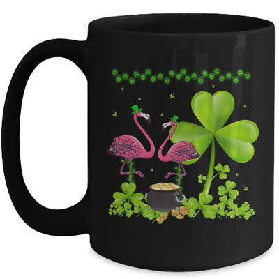 Cute Flamingo St Patricks Day Shamrock Funny Flamingo Irish Mug-Coffee Mug-Mug-Black