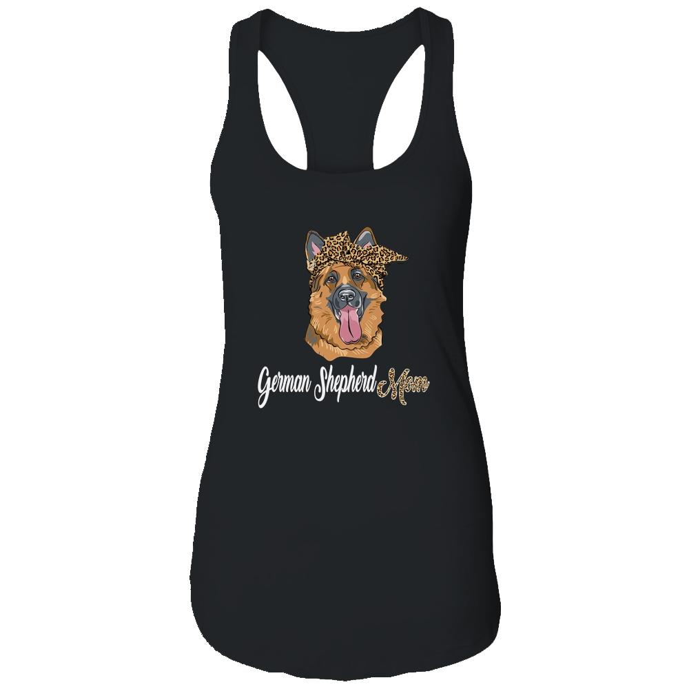 Cute German Shepherd Mom Leopard Dog Mom Mothers Day-T-Shirt & Tank Top-Women's Ideal Racerback Tank-Black