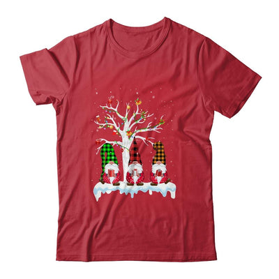 Cute Gnome Buffalo Plaid Christmas Tree Light Ugly Santa Hat-T-Shirt & Sweatshirt-Classic T-Shirt-Red