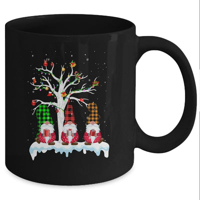 Cute Gnome Buffalo Plaid Christmas Tree Light Ugly Santa Hat Mug-Coffee Mug-Mug-Black