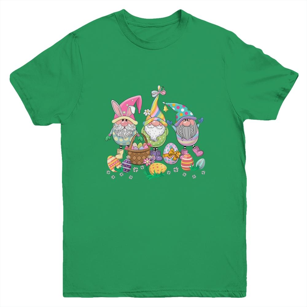 Cute Gnome Easter Day Women Girls Easter Eggs Youth-Youth Shirt-Youth T-Shirt-Irish Green