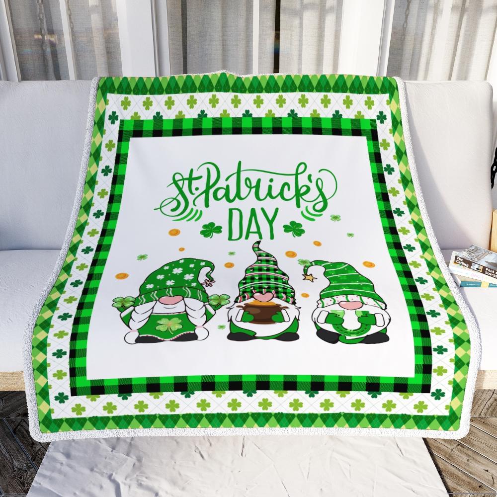 Cute Gnomes St Patrick's Fleece Blanket Fleece Blanket-Blanket-