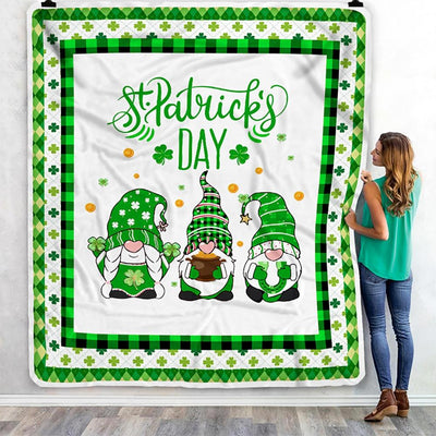 Cute Gnomes St Patrick's Fleece Blanket Fleece Blanket-Blanket-
