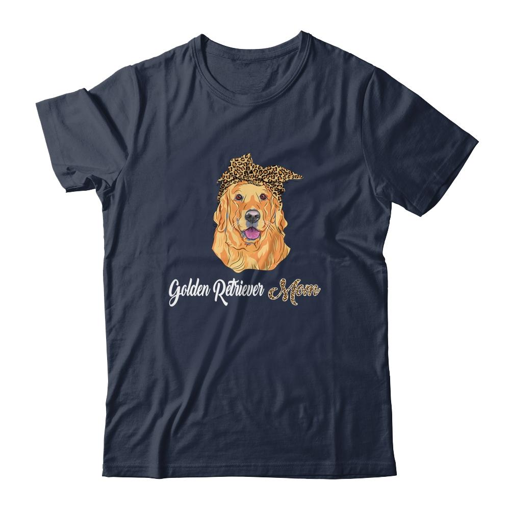Cute Golden Retriever Mom Leopard Dog Mom Mothers Day-T-Shirt & Tank Top-Classic T-Shirt-Navy