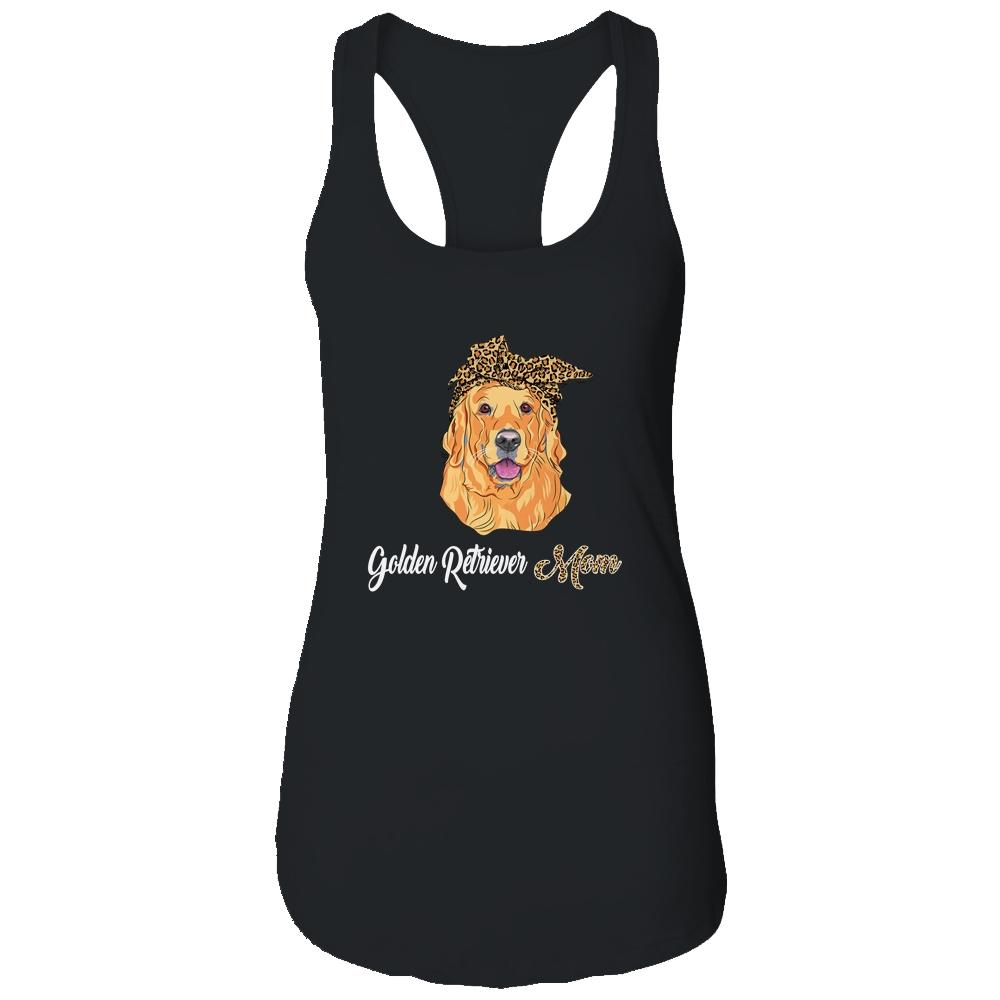 Cute Golden Retriever Mom Leopard Dog Mom Mothers Day-T-Shirt & Tank Top-Women's Ideal Racerback Tank-Black