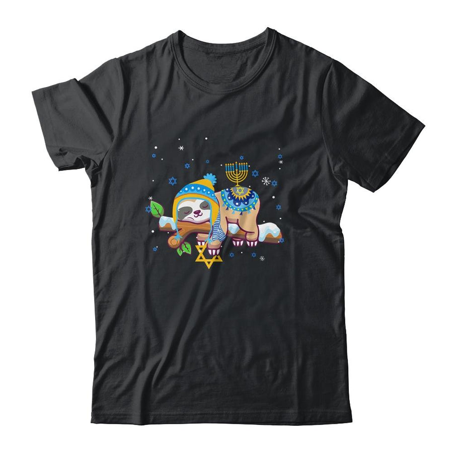 Cute Jewish Menorah Hanukkah Sloth Chanukah Gift-T-Shirt & Sweatshirt-Classic T-Shirt-Black