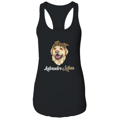 Cute Labrador Mom Leopard Dog Mom Mothers Day-T-Shirt & Tank Top-Women's Ideal Racerback Tank-Black