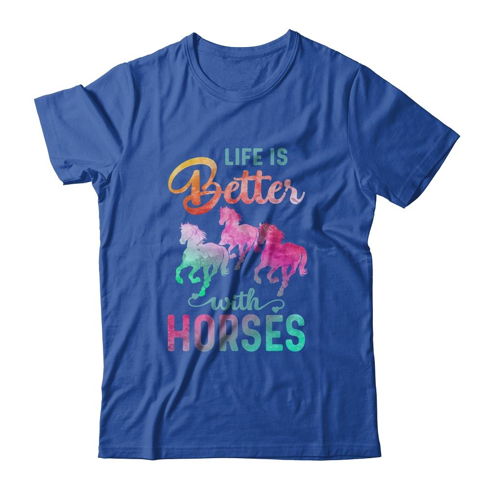 Cute Life Is Better With Horses Horseback Riding-T-Shirt & Tank Top-Classic T-Shirt-Royal