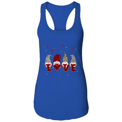 Cute Nordic Gnomes Love Hearts Leopard Plaid-T-Shirt & Tank Top-Women's Ideal Racerback Tank-Royal
