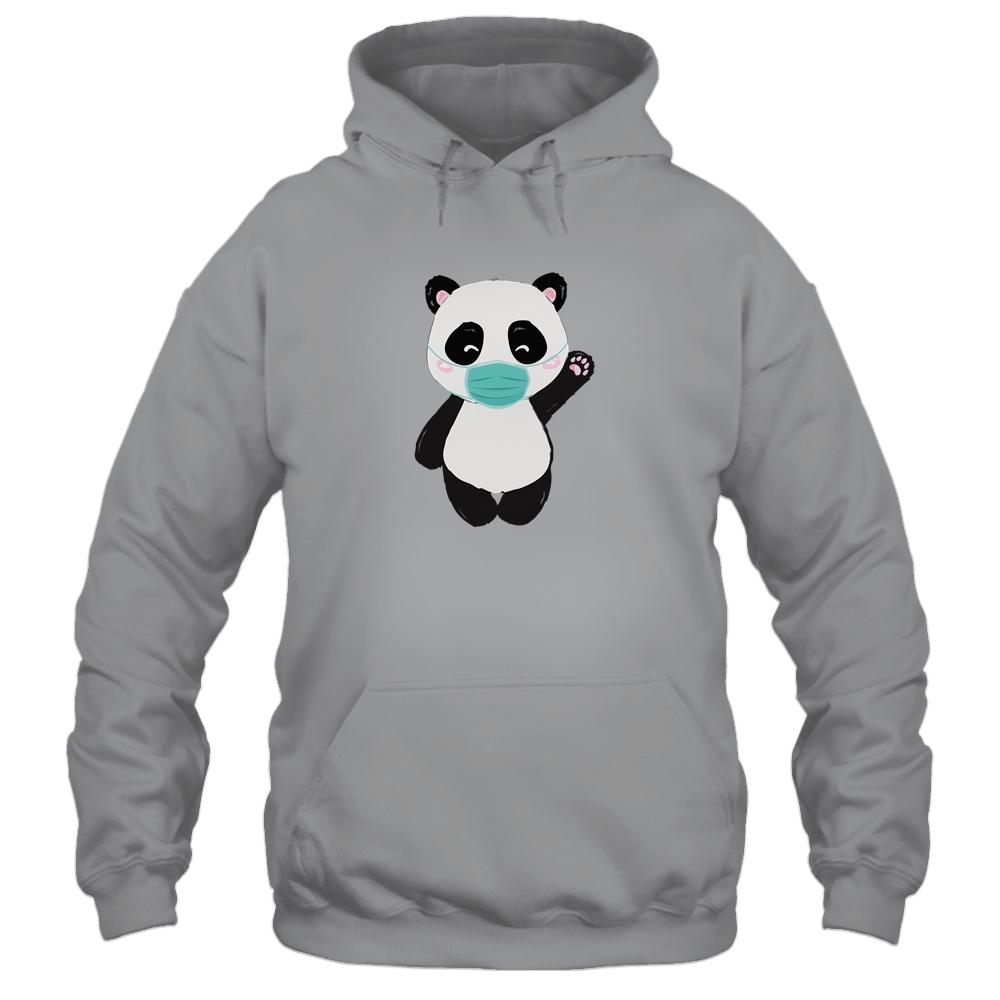 Cute Panda With Face Mask Funny Gift For Animal Lovers-T-Shirt & Hoodie-Pullover Hoodie-Sport Grey