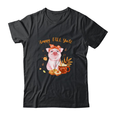 Cute Pig Pumpkin Spice Latte Happy Fall Ya'll-T-Shirt & Tank Top-Classic T-Shirt-Black