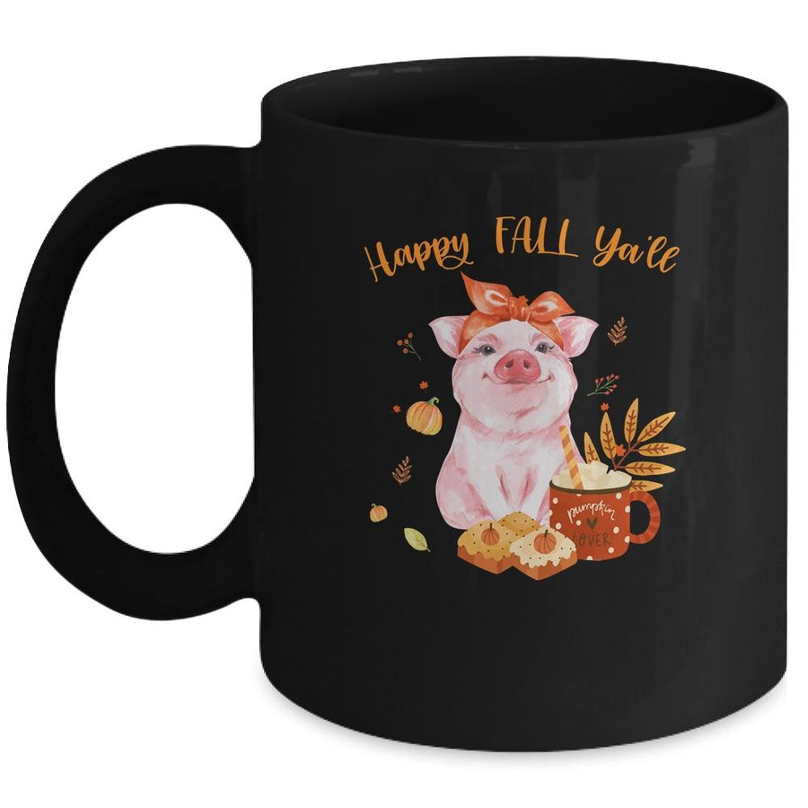 Cute Pig Pumpkin Spice Latte Happy Fall Ya'll Mug-Coffee Mug-Mug-Black