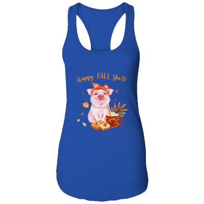 Cute Pig Pumpkin Spice Latte Happy Fall Ya'll-T-Shirt & Tank Top-Women's Ideal Racerback Tank-Royal