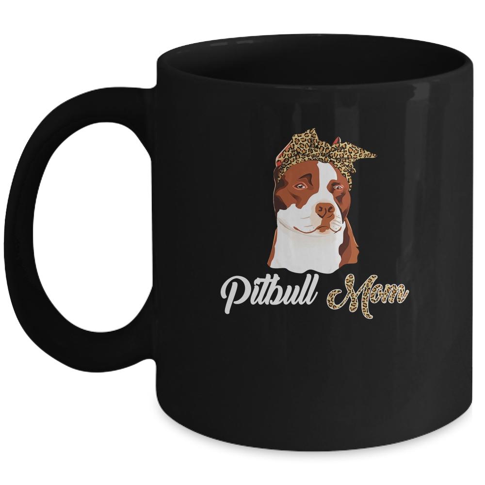 Cute Pitbull Mom Leopard Dog Mom Mothers Day Mug-Coffee Mug-Mug-Black