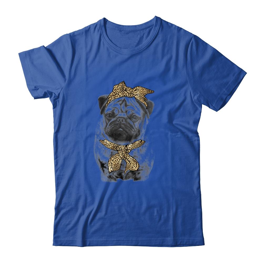 Cute Pug Mom Leopard Dog Bandana Mother Day Women Girl-T-Shirt & Tank Top-Classic T-Shirt-Royal