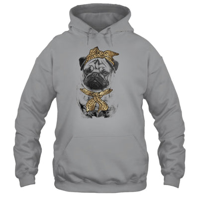 Cute Pug Mom Leopard Dog Bandana Mother Day Women Girl-T-Shirt & Tank Top-Pullover Hoodie-Sport Grey